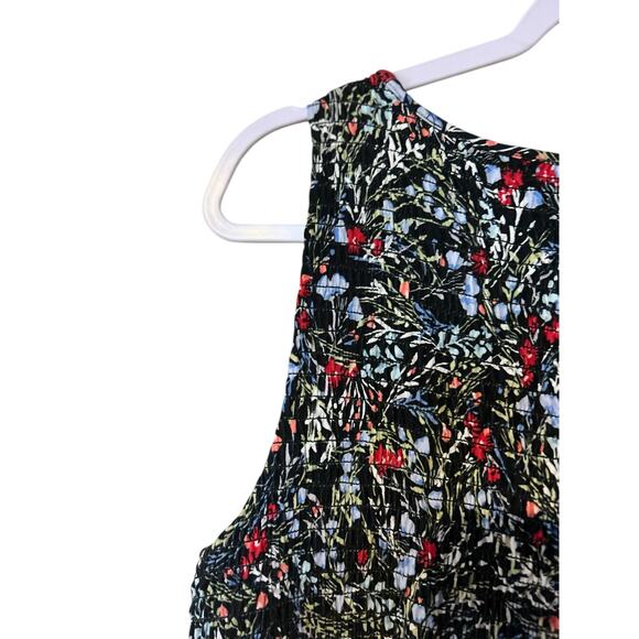 J. Jill Wearever Sheath Dress Black Floral Sleeveless SZ M Back Smocking Boho - Picture 5 of 11